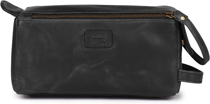 LEATHER VILLAGE Genuine Leather Travel Toiletry Bag - Image 2