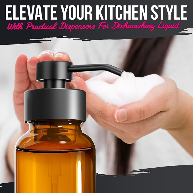 2Pcs Amber Glass Foaming Soap Dispenser - Image 9