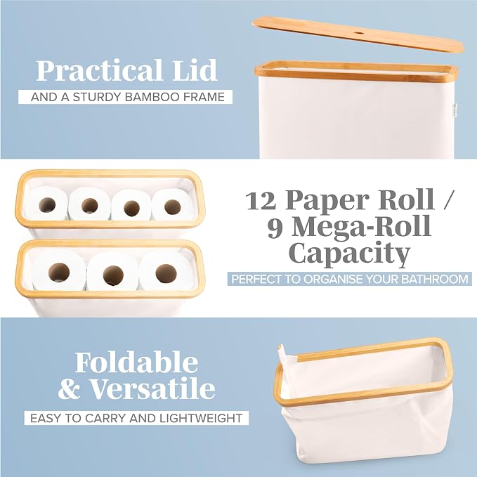 LONBET Toilet Paper Storage for 12 Rolls, Stackable & Foldable - Image 2