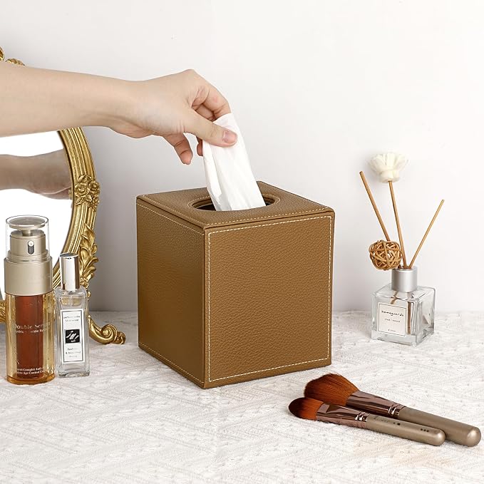 Sumnacon Square Leather Tissue Box Cover - Image 2