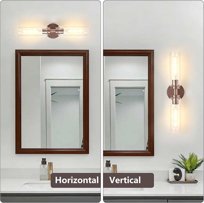 2 Light Bronze Bathroom Light Fixtures Over Mirror, Modern Farmhouse Bathroom - Image 6