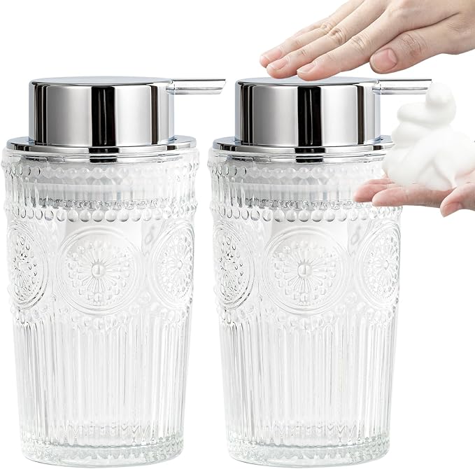 Glass Foaming Soap Dispenser Set by AZMOYAC