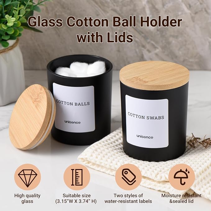 Glass Qtip Holder 2 Pack, Qtip Holder Dispenser Bathroom Set Bathroom - Image 6