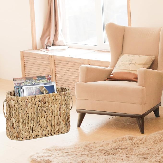 Toilet Paper Storage, Water Hyacinth Bathroom Toilet Paper Basket - Image 7