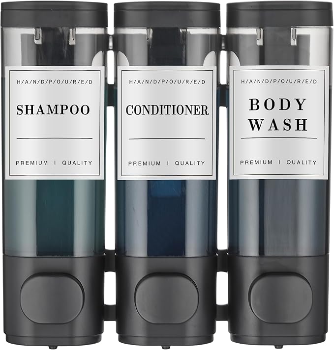 Shampoo and Conditioner Dispenser, Shower Soap Dispenser 3 Chamber No Drill by CaboDeseado
