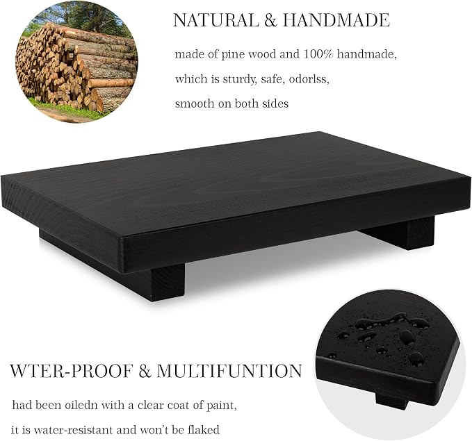 Bathroom Counter Organizer Wood Pedestal Stand Farmhouse Decorative Tray Soap - Image 5