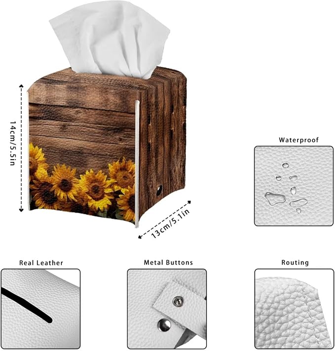Sunflower Board Tissue Box Holder Portable Lightweight Square Tissue Box Cover - Image 7