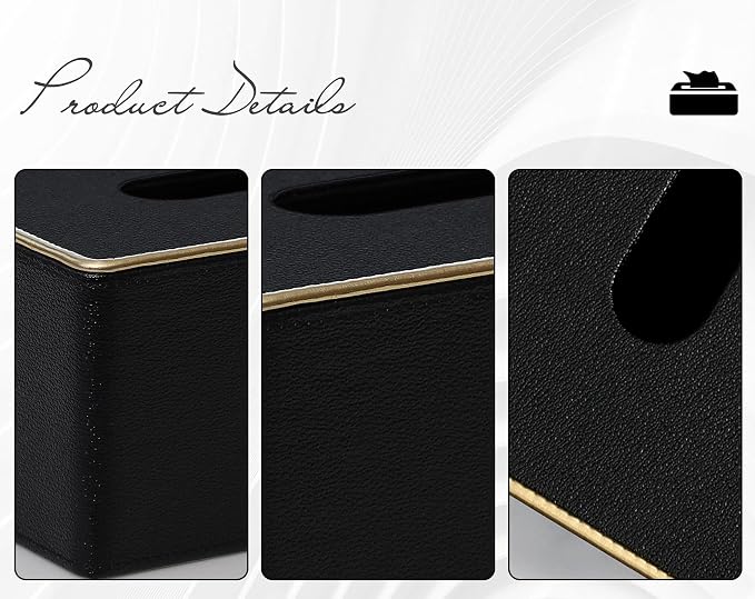 Tissue Box Cover Square PU Leather Facial Tissue Box Holder - Image 4
