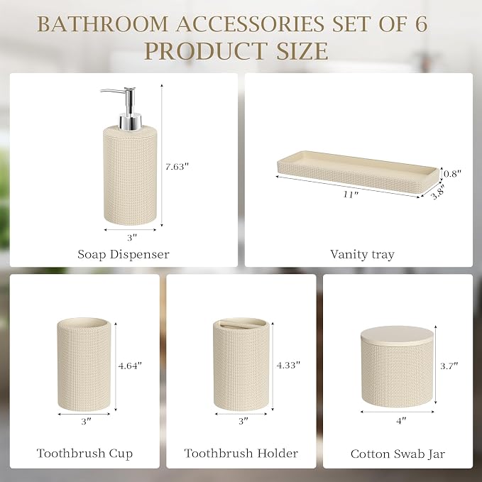6-Piece Beige Bathroom Set - Image 7