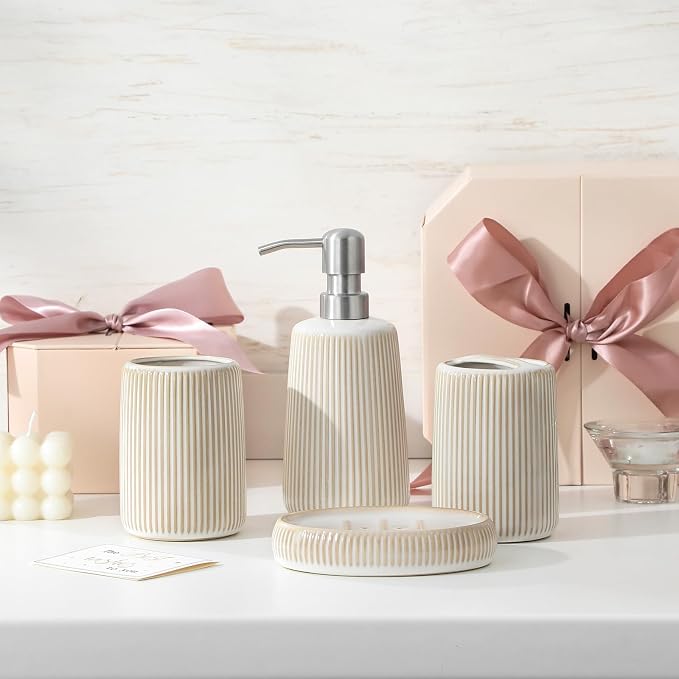 vancasso Ceramic Bathroom Accessories Set 4 Piece, Soap Dispenser - Image 5