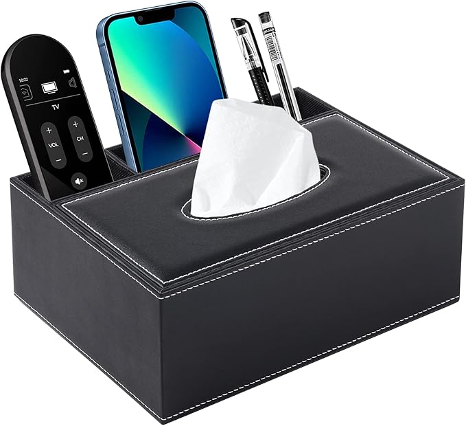 Multifunction PU Leather Tissue Box Cover Rectangular Upgrade Large Size by RHCSZ