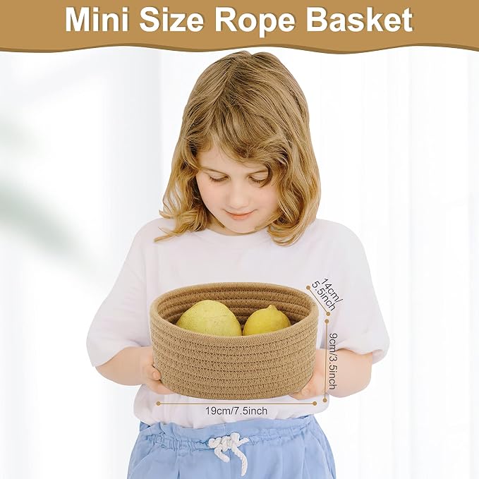 【2 Pack】ABenkle Small Woven Baskets, Tiny Oval Shallow Storage Baskets - Image 2
