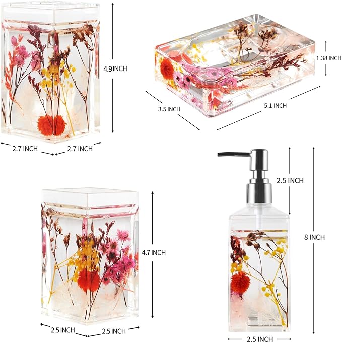 Locco Decor 4 Piece Acrylic Liquid 4D Floating Motion Bathroom Vanity Accessory - Image 7