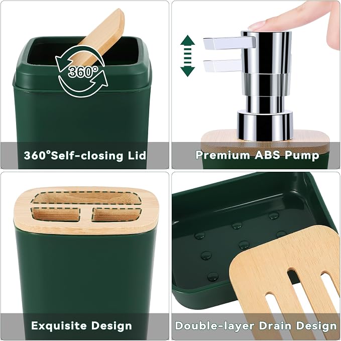 Bathroom Accessory Set 9 Piece Hunter Green Bathroom Set - Image 2