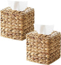 2 Pack Rattan Tissue Box Cover Square, Wicker Tissue Box Holder Facial Tissues by S310