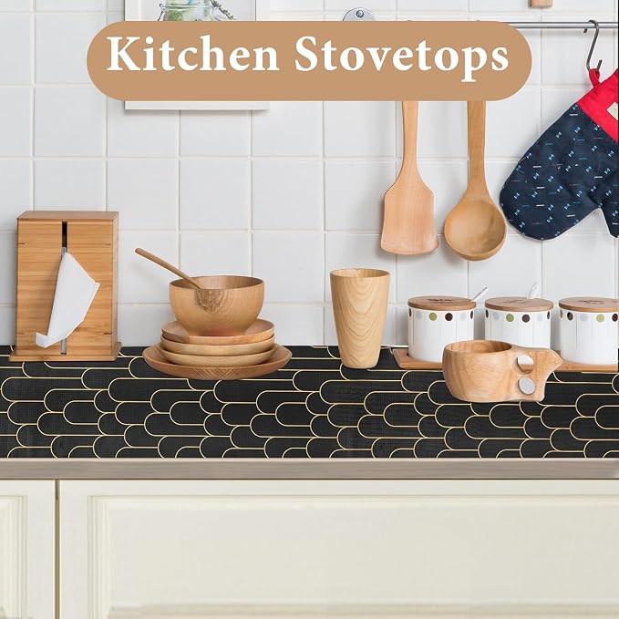 Shelf Liners for Kitchen Cabinets Drawer Liner 23.6in x 20FT Non Adhesive Black - Image 5