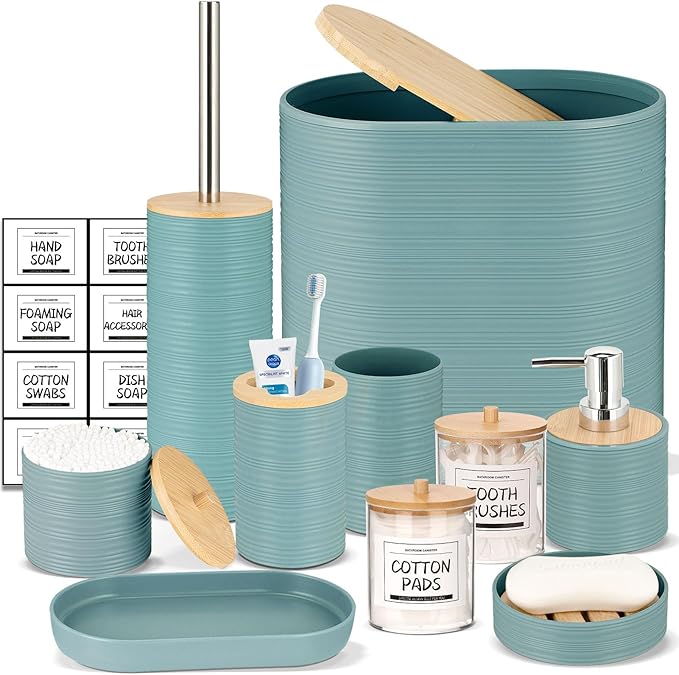 IMAVO Bathroom Accessory Set-11Pcs Blue Bathroom Accessories Set by IMAVO