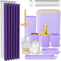 Purple Bathroom Set, Trash Can, Toothbrush Holder, Soap Dispensers, Toothbrush by Viowil