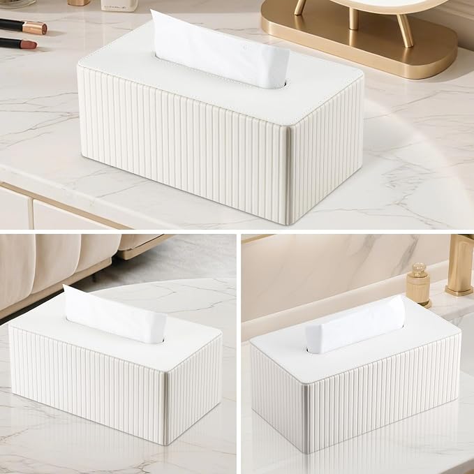 KINGFOM PU Leather Tissue Box Cover Rectangular Tissue Box Holder - Image 7