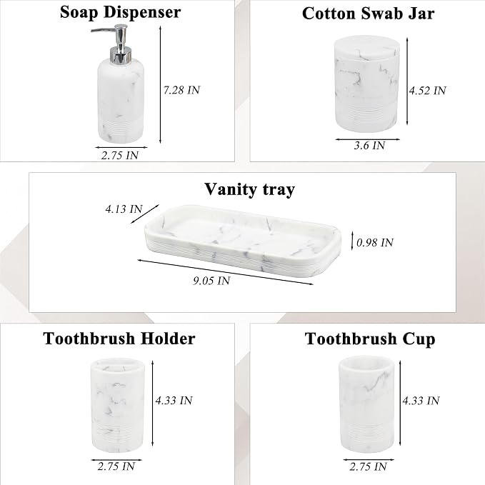6-Piece Bathroom Accessories Set, Organizer Set - Image 7