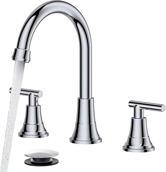 FORIOUS Chrome Bathroom Faucet Vanity 3 Holes, 8 Inch Widespread Polished by FORIOUS