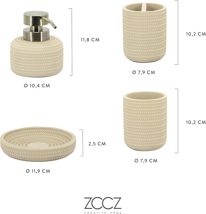 ZCCZ Beige Bathroom Accessories Set 4 Pcs - Image 7