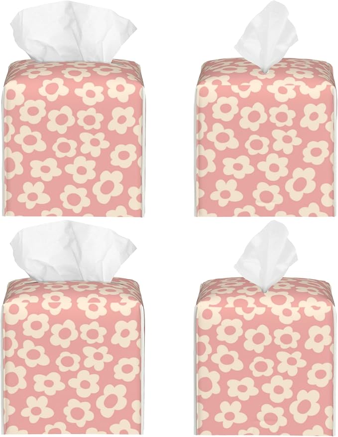 Vintage Groovy Flowers Tissue Box Cover Square - Image 2