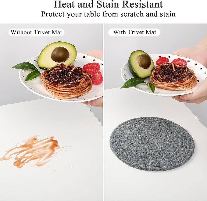 SHACOS 8 Inches Trivets for Hot Dishes, 4 Pieces Heat-Resistant Trivets Mats - Image 2