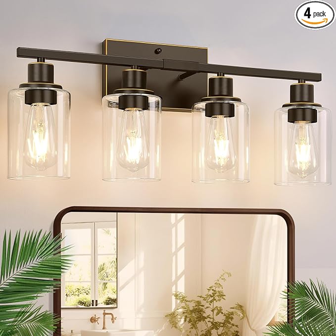 4 Light Bathroom Light Fixtures, Oil-Rubbed Bronze Modern Vanity Lights by Indoibrightenyourbathroom