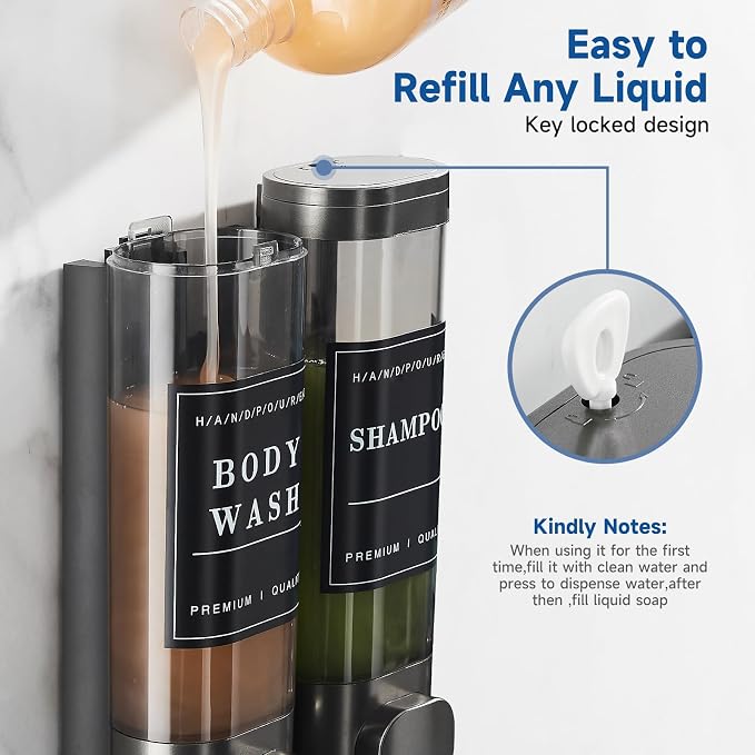 2-Chamber Wall-Mounted Shower Soap Dispenser - Image 5