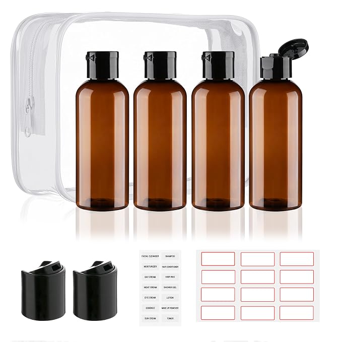 Travel Bottles for Toiletries 3.4oz 4 Pack TSA Approved Leak-Proof Travel Size by wowang