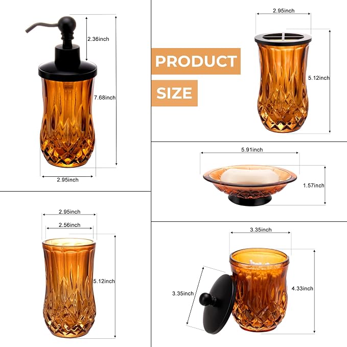 Bathroom Accessories Set, Complete Lotion Soap Dispenser, Toothbrush Holder - Image 5