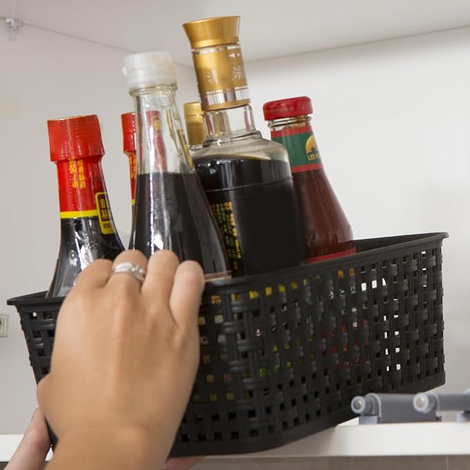 Black Plastic Weave Storage Baskets - Image 7