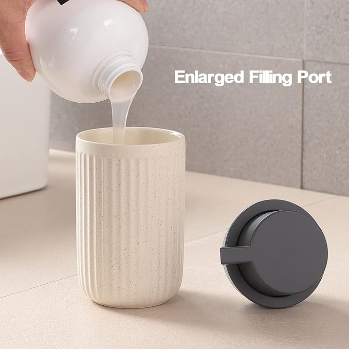 Beige Ceramic Soap Dispenser Set - Image 4