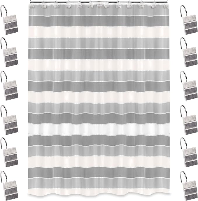 Zahari Home 13pc Modern Line Shower Curtain Set by ZahariHome