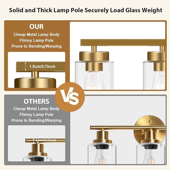 IZORRO Modern Bathroom Light Fixtures, 5 Light Brushed Gold Vanity Lights - Image 6
