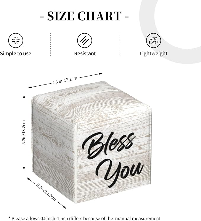 Bless You Tissue Box Cover Square, Wooden Board Texture Tissue Box Holder - Image 4