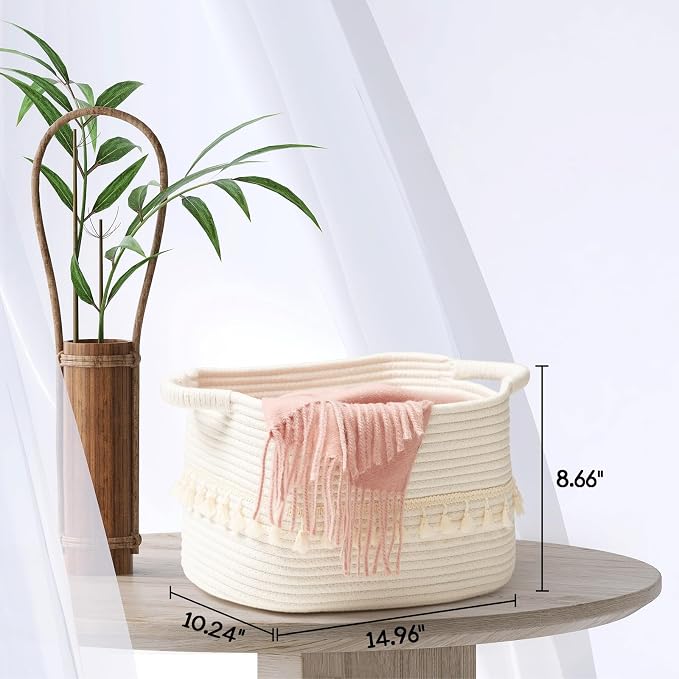 TeoKJ White Cotton Rope Baskets - Image 4