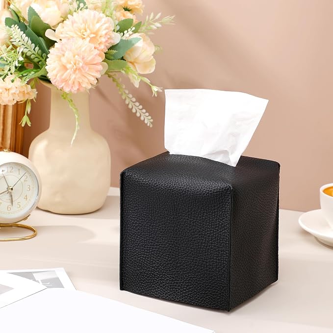 Honeydak 10 Pcs Tissue Box Cover Square Modern PU Leather Tissue Box Holder - Image 4