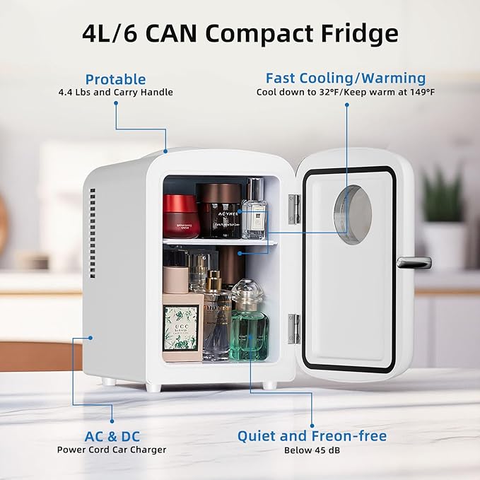 Antarctic Star Mini Fridge, 4L Capacity/6 Cans Portable Cooler and Warmer - Image 2