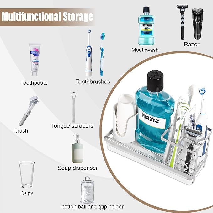 Toothbrush Holders for Bathrooms, Stainless Steel Tooth Brushing Holder - Image 5