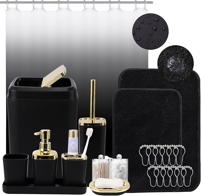 Bathroom Set - Black Bathroom Accessories Set, Bathroom Sets by BetterbathroomwithXLHOME