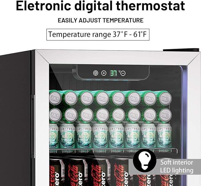 Compact Beverage Refrigerator Cooler, 105 Can/3.0 Cubic Feet Mini Fridge - Image 4