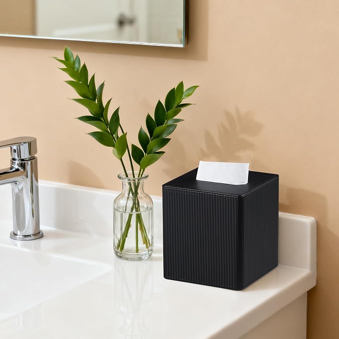 Tissue Box Cover Square with Magnetic Closure, PU Leather Tissue Box Holder - Image 5
