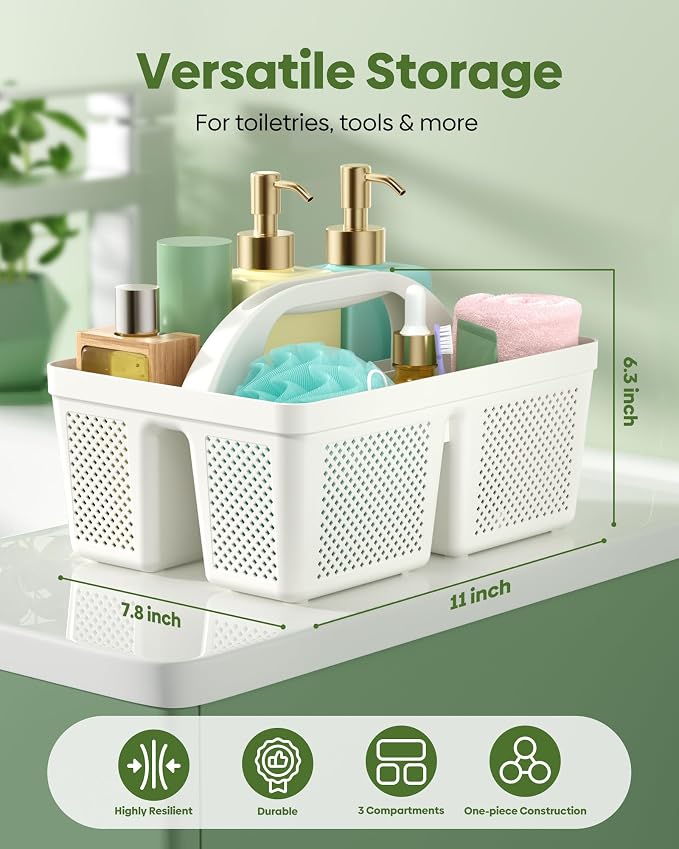 4 Pack Portable Shower Caddy, Integrated Handle, Reinforced Plastic, Organizer - Image 4