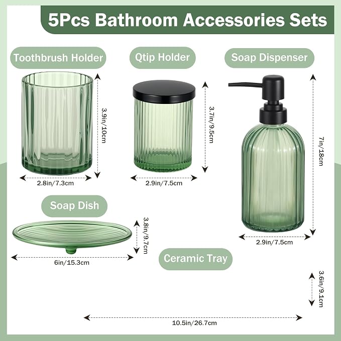 Shinowa Bathroom Accessories Set, Toothbrush Holder, Q-Tips Holder, Soap Dish - Image 3