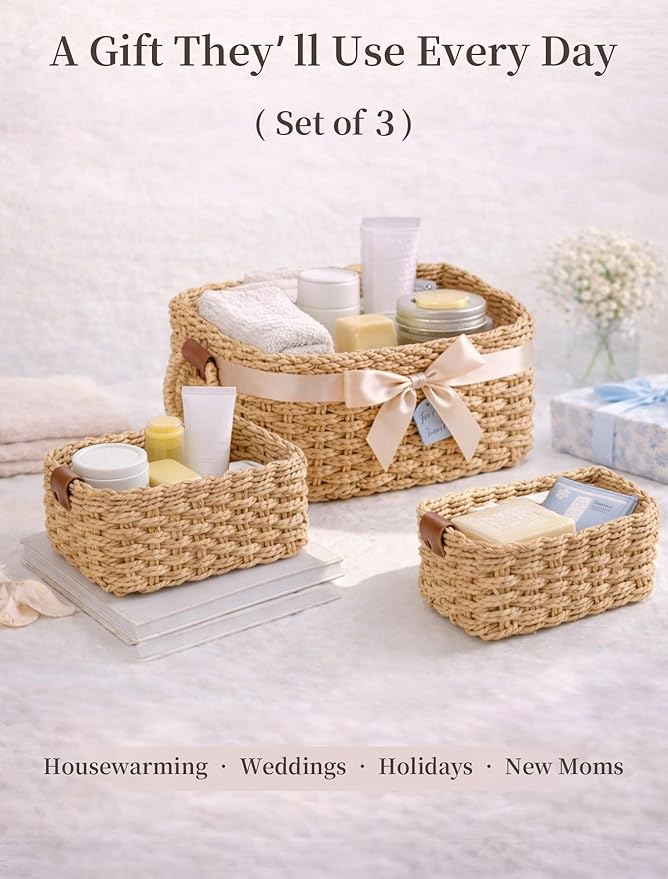 Storage Basket, Recycled Paper Rope Basket Organizer, Mini wicker Basket - Image 7