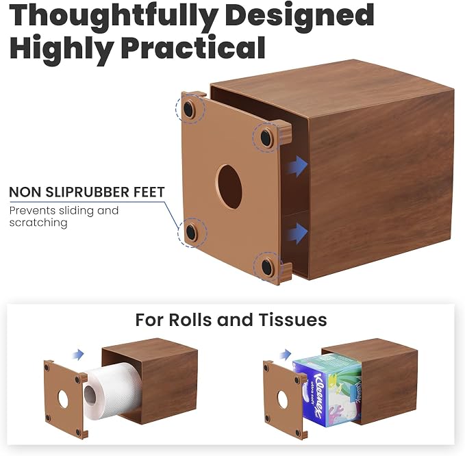 Tissue Box Holder, Tissue Box Cover Square Facial Tissue Holder Storage - Image 4