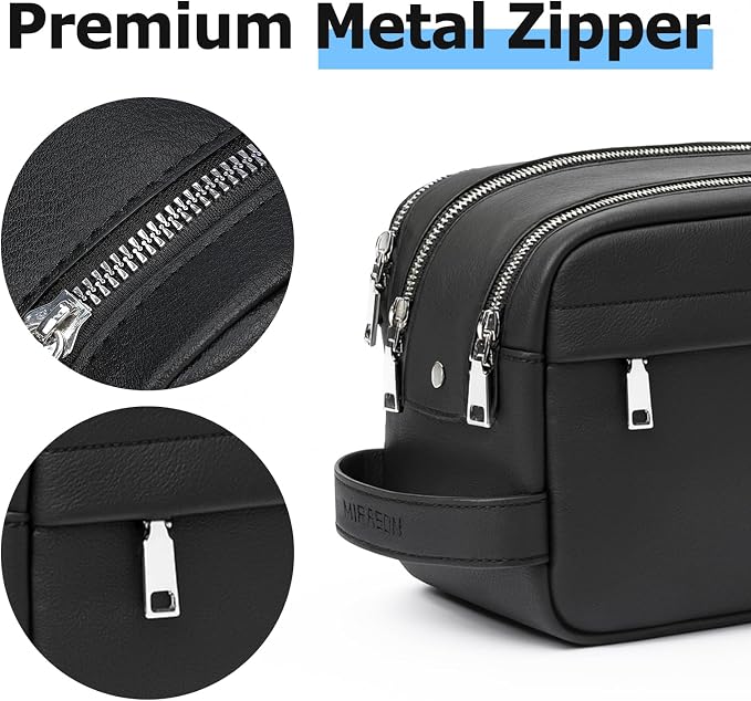 MIRASON Travel Toiletry Bag for Men Thickened Leather Travel Bag for Toiletries - Image 3