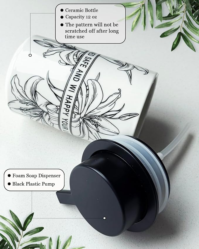 Ceramic White Foam Soap Dispenser - Image 2